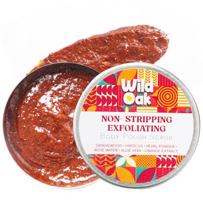 Aloe vera, Sandalwood, Hibiscus Body Scrub | Lightens Dark Area like Neck & Elbows | Smoothen Bumpy Legs & Hands | Remove Dead Skin | Enriched with Pearl Paste, Orange Peel, Rose | 100gm