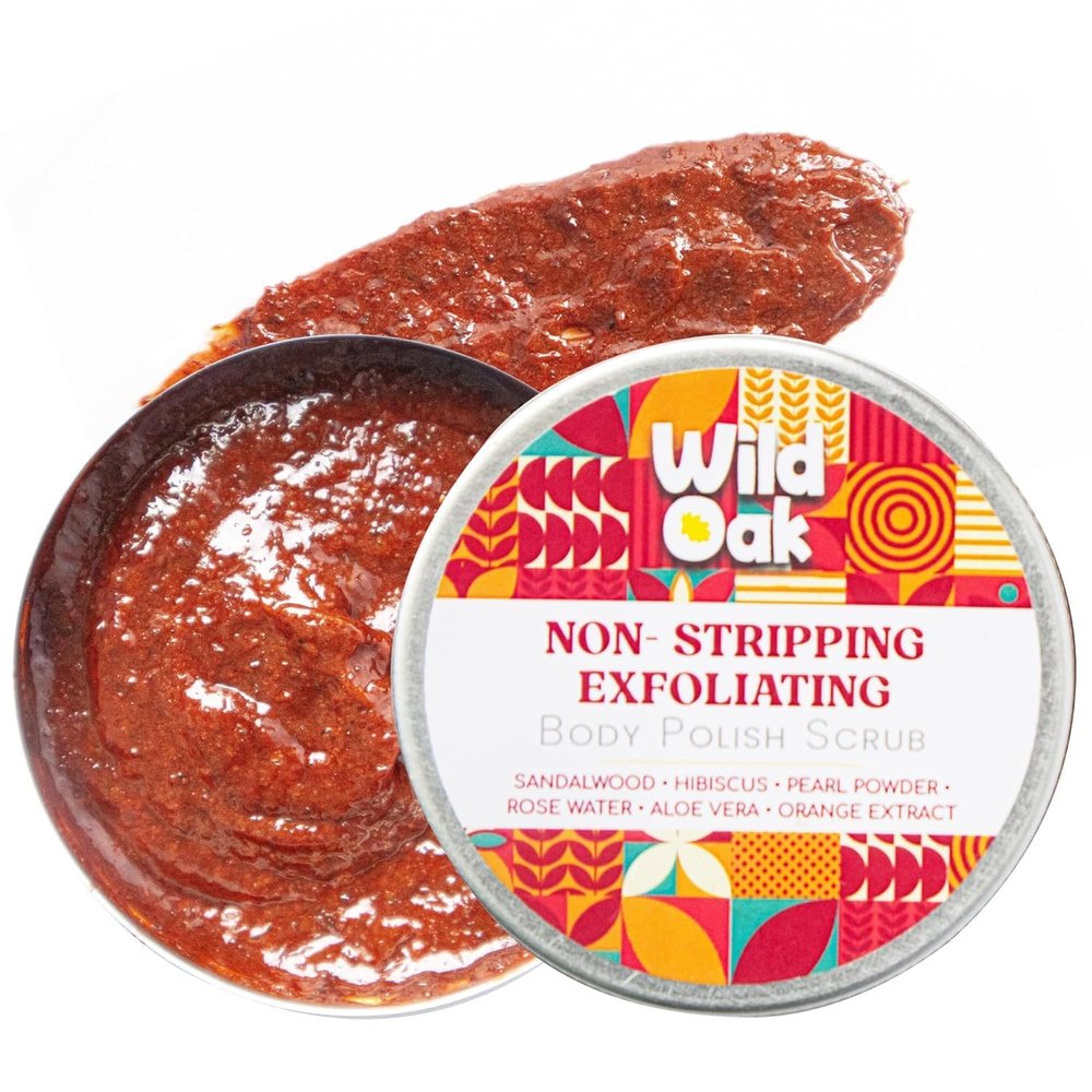 Aloe vera, Sandalwood, Hibiscus Body Scrub | Lightens Dark Area like Neck & Elbows | Smoothen Bumpy Legs & Hands | Remove Dead Skin | Enriched with Pearl Paste, Orange Peel, Rose | 100gm