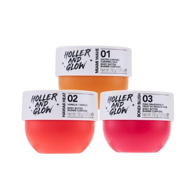 Bundle of Holler and Glow Dragonfruit Body Butter For Women, Sweet, Floral, Warm Notes, Smells Good, Body Lotion For Extremely Dry Skin, Moisturizing, Nourishing, Shea Butter, 3 Pack Variety