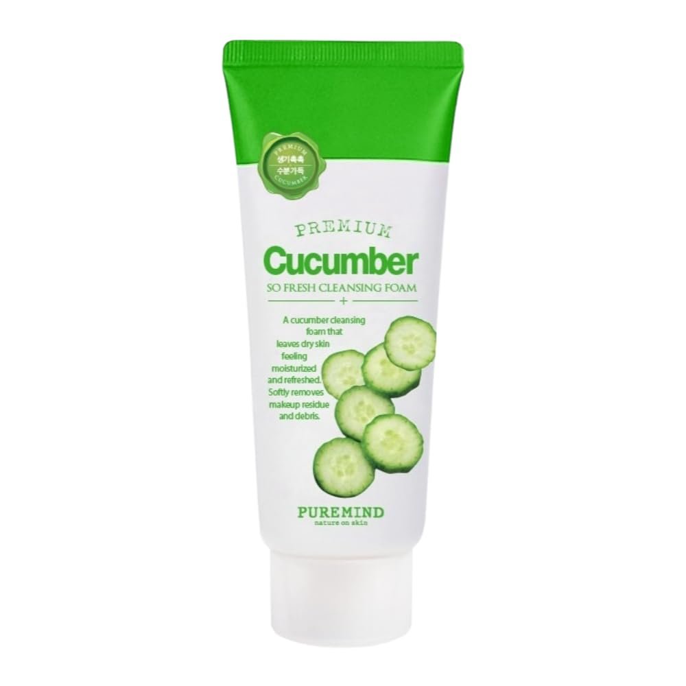 PUREMIND Deep Cleansing Foam, Facial Cleanser, Korean Skincare, Rich Soft Bubbles, Soothing and Moisturization (Cucumber)
