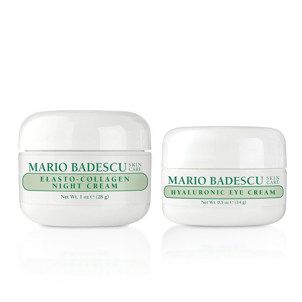 Mario Badescu Elasto-Collagen Night Cream & Hyaluronic Eye Cream Bundle  Nourishing Face Moisturizer & Hydrating Under Eye Formula for Dark Circles & Facial Care, Beauty and Personal Care Gift