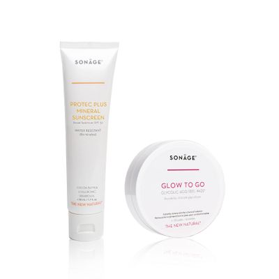 Glow Protection Duo - Glow To Go Glycolic Peel Pads and Protec Plus Mineral Sunscreen SPF 30