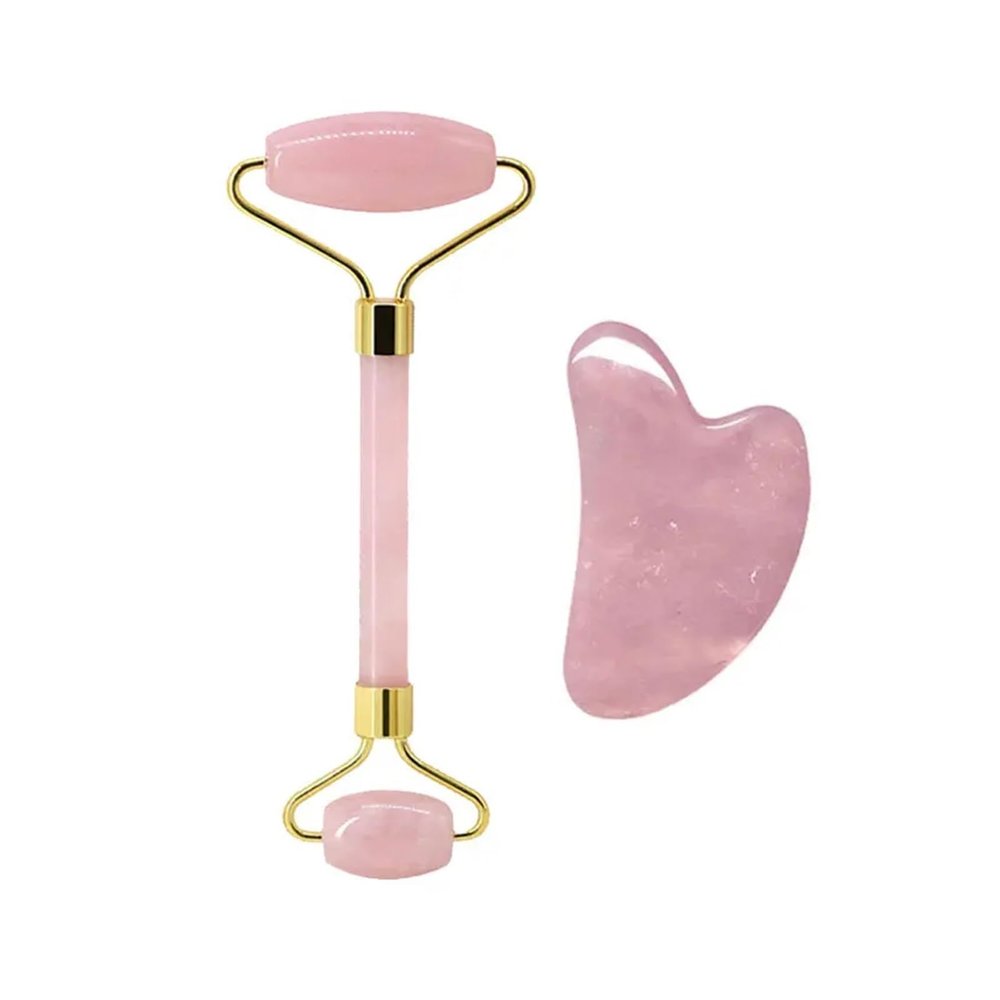 BMXIAJW Rose Quartz Face Jade Roller Massagers Guasha Set Gua Sha Tools Natural Stone Gouache Scraper for Massage Beauty Tool(Type 10)