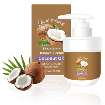 Facial Depilatory Cream, Coconut Facial Hair Removal Cream for Women for Upper Lip and Chin for Women for Sensitive Skin, Gentle and Non-irritating 3.52 FL.OZ