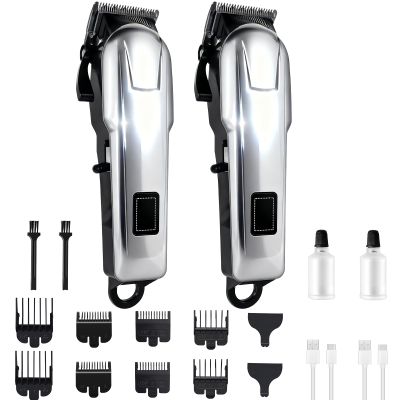 2 Pack Hair Clippers for Men Cordless Clippers for Hair Cutting Rechargeable Beard Hair Trimmer LED Display stocking stuffers for men