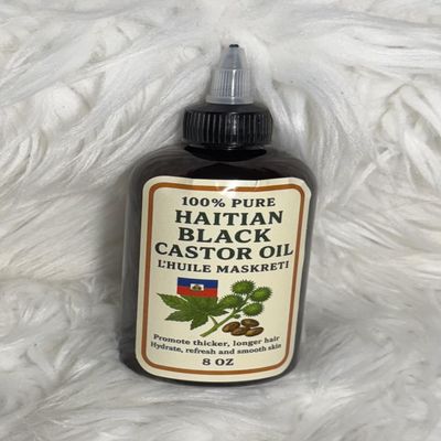 100% Pure Haitian Black Castor Oil, 8 oz, L'huile Masketi, Hair and Skin Treatment