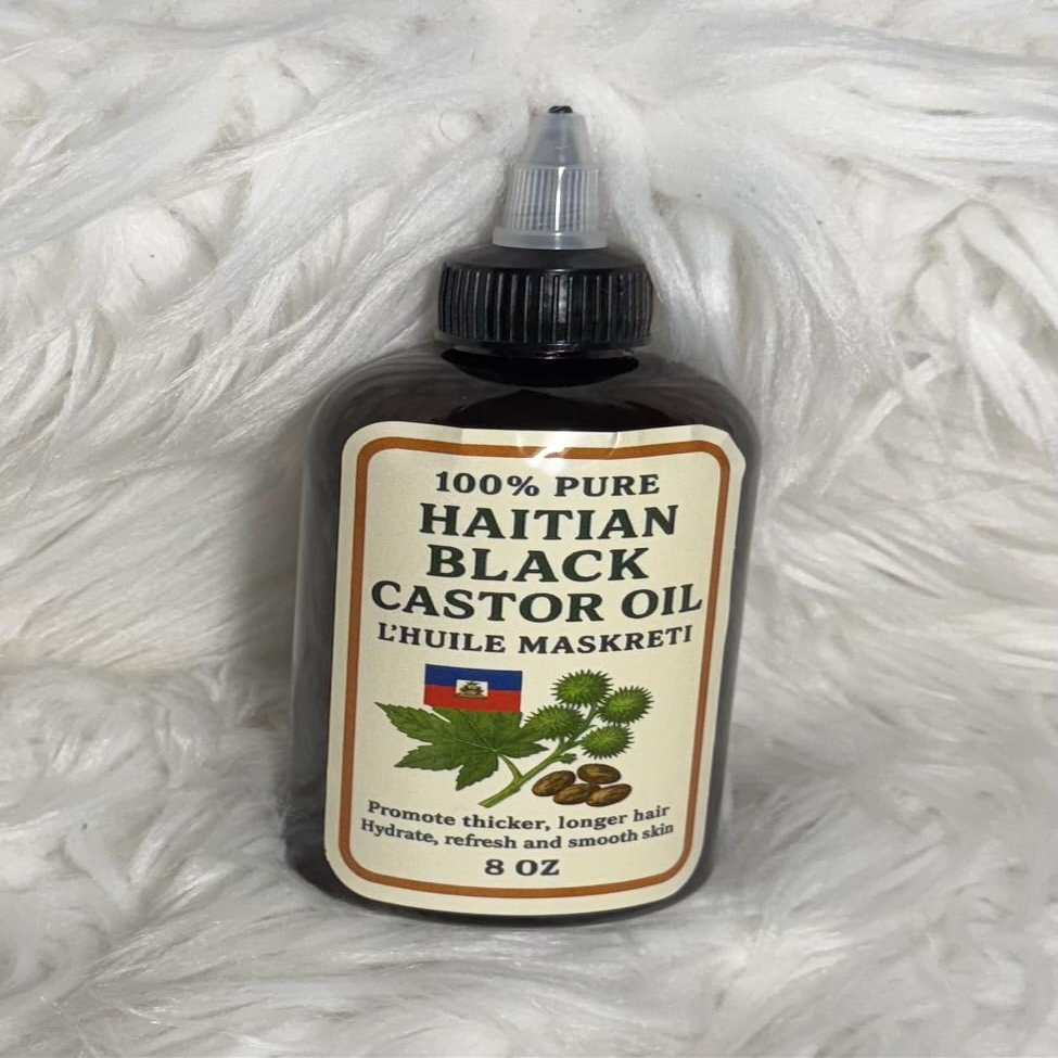 100% Pure Haitian Black Castor Oil, 8 oz, L'huile Masketi, Hair and Skin Treatment