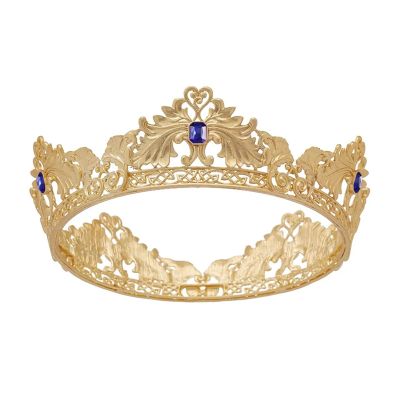 2 X Retro Bride Crown Baroque Dumb Golden Crystal King Hair Accessories New Headgear for Women(C)
