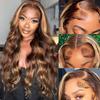 13x6 Body Wave Ombre Lace Front Wigs Human Hair for Women 180 Density 13x6 HD Transparent Lace Front Honey Blonde Wig Human Hair Pre Plucked with Baby Hiar 4/27 Color Glueless Wigs Human Hair 26 Inch view 1