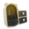360 Rotating Makeup Brush Holder Wall Mount Cosmetic Storage Cabinet Dressing Table Organizer White view 4