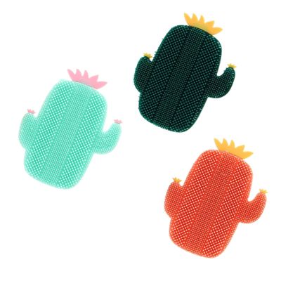 3pcs Cactus Silicone Face Wash Brush Set Exfoliating Facial Cleansing Tool for Women Handheld Makeup Removal Brush for Home Skincare