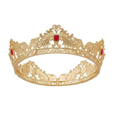 2 X Retro Bride Crown Baroque Dumb Golden Crystal King Hair Accessories New Headgear for Women(D)