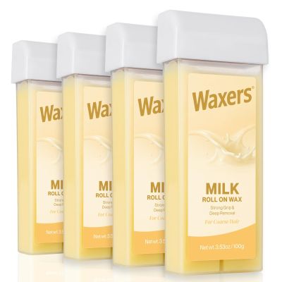 Waxers Roll on Hair Removal Wax Refill Cartridge for Women Men Milk Roller Waxing Depilatory for Legs Arms at Home 4 Pack