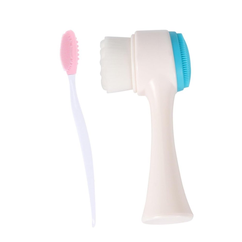 2pcs Double-Sided Facial Cleaning Brush Set Soft Silicone Nose Brush and Skin-Friendly Material Portable for Home Travel