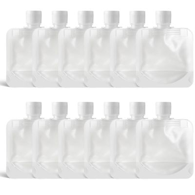 12Pcs Travel Pouches for Toiletries, Travel Size Refillable Empty Squeeze Pouch Containers, Clear Travels Pouches for Shampoo Conditioner Lotion Soap Liquids(30ml)