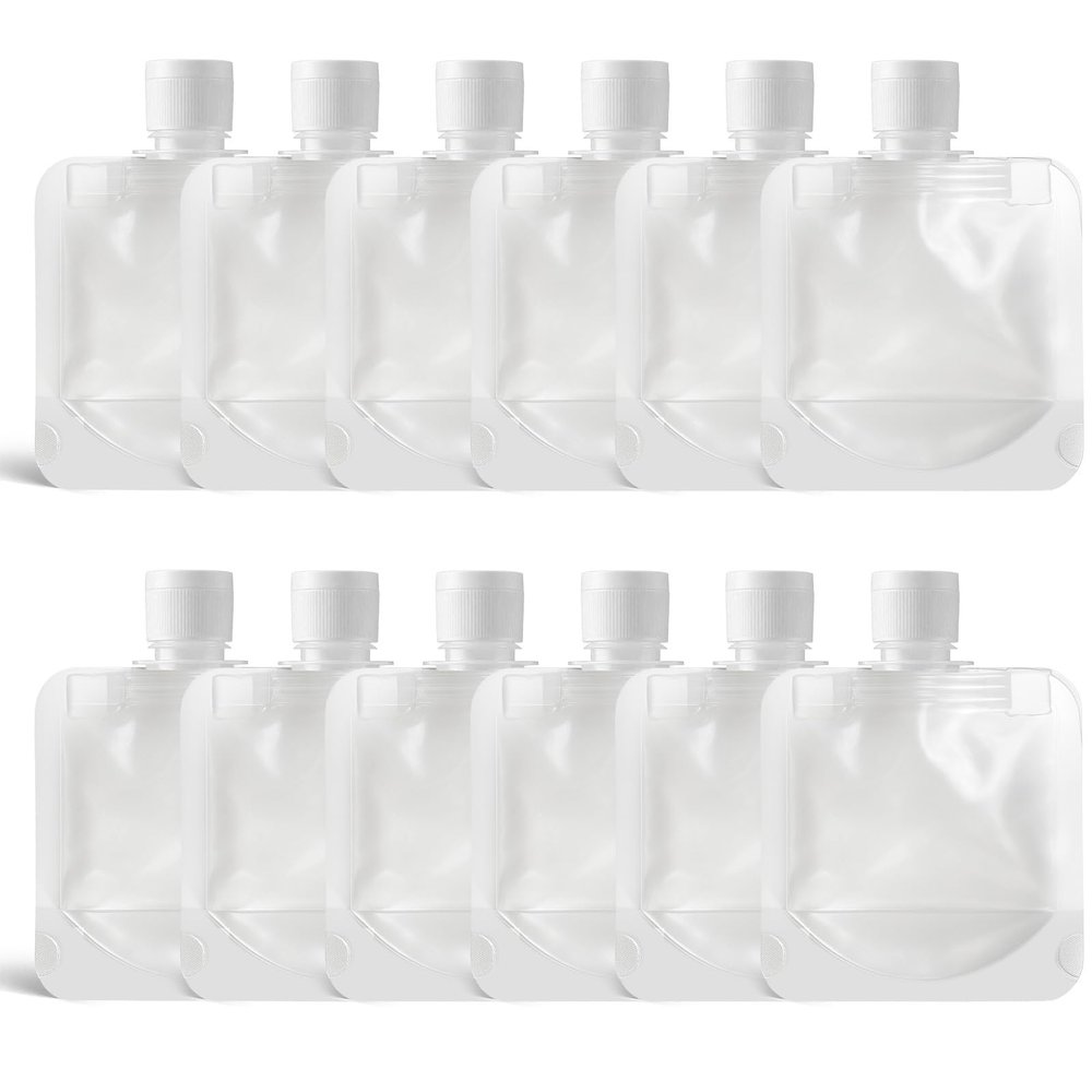 12Pcs Travel Pouches for Toiletries, Travel Size Refillable Empty Squeeze Pouch Containers, Clear Travels Pouches for Shampoo Conditioner Lotion Soap Liquids(30ml)