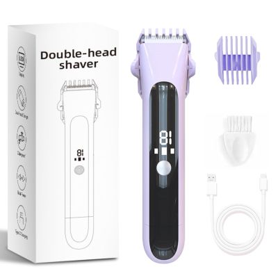 Msiud Facial Hair Removal for Women, 2 in 1 Electric Shaver for Women, Dual Head Ceramic Blad, with Digital Display, Rechargeable Epilators Hair Removal for Beard Body Grooming