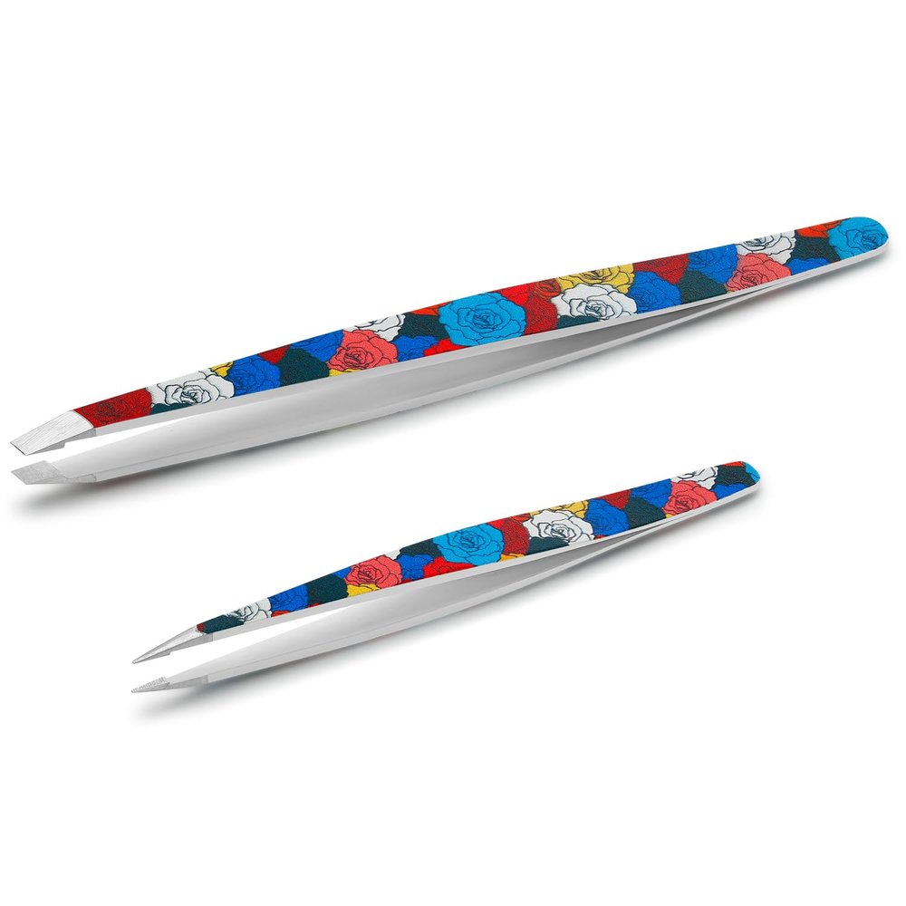 Tweezers - Pointed Slant Tweezer Set - Precision Tweezers for Women and Men Facial Hair, 420 Stainless Steel Pointed Slant Tweezers for Any Unwanted Hair; Ingrown Hair & Eyebrows, Travel Case Included