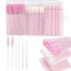 DONGYUNAI 200pcs Disposable Mascara Wands Lip Applicator Makeup Brush Sets, 50 Eyelash Brush 50 Lipstick Wands 100 Micro Brushes with Box for Eyebrow Extension Makeup Kits Pink view 1