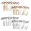 4 Pieces Alloy Rhinestone Side Hair Combs, High-grade Alloy Diamond Rhinestone Flower Hair Side Combs Bridal Jewelry Clips Comb for Women Girls(Silver, Gold) view 1