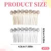 4 Pieces Alloy Rhinestone Side Hair Combs, High-grade Alloy Diamond Rhinestone Flower Hair Side Combs Bridal Jewelry Clips Comb for Women Girls(Silver, Gold) view 2