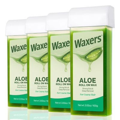 Waxers Roll on Wax Refill Aloe Wax Roller for Hair Removal at Home axing Cartridge Depilatory for Legs and Arms 3.53 Ounce 4 Pack