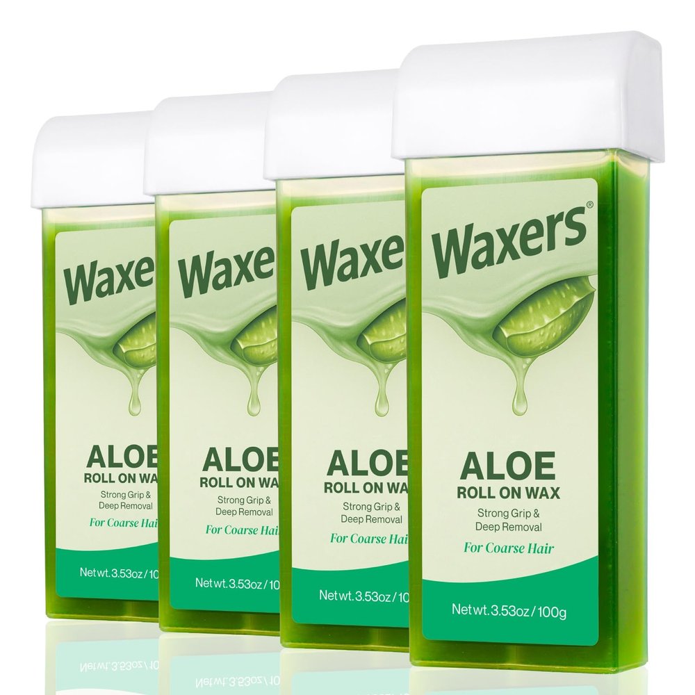 Waxers Roll on Wax Refill Aloe Wax Roller for Hair Removal at Home axing Cartridge Depilatory for Legs and Arms 3.53 Ounce 4 Pack