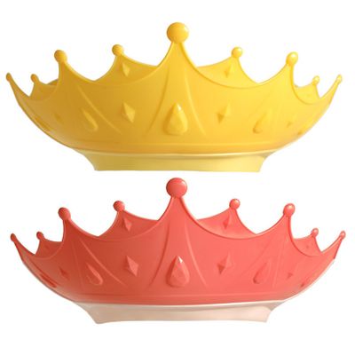 2Pcs Baby Shower Cap, Adjustable & Non-Slip Baby Hair Washing Shield with Drainage, Cute Crown Bathroom Accessories for Boys, Girls