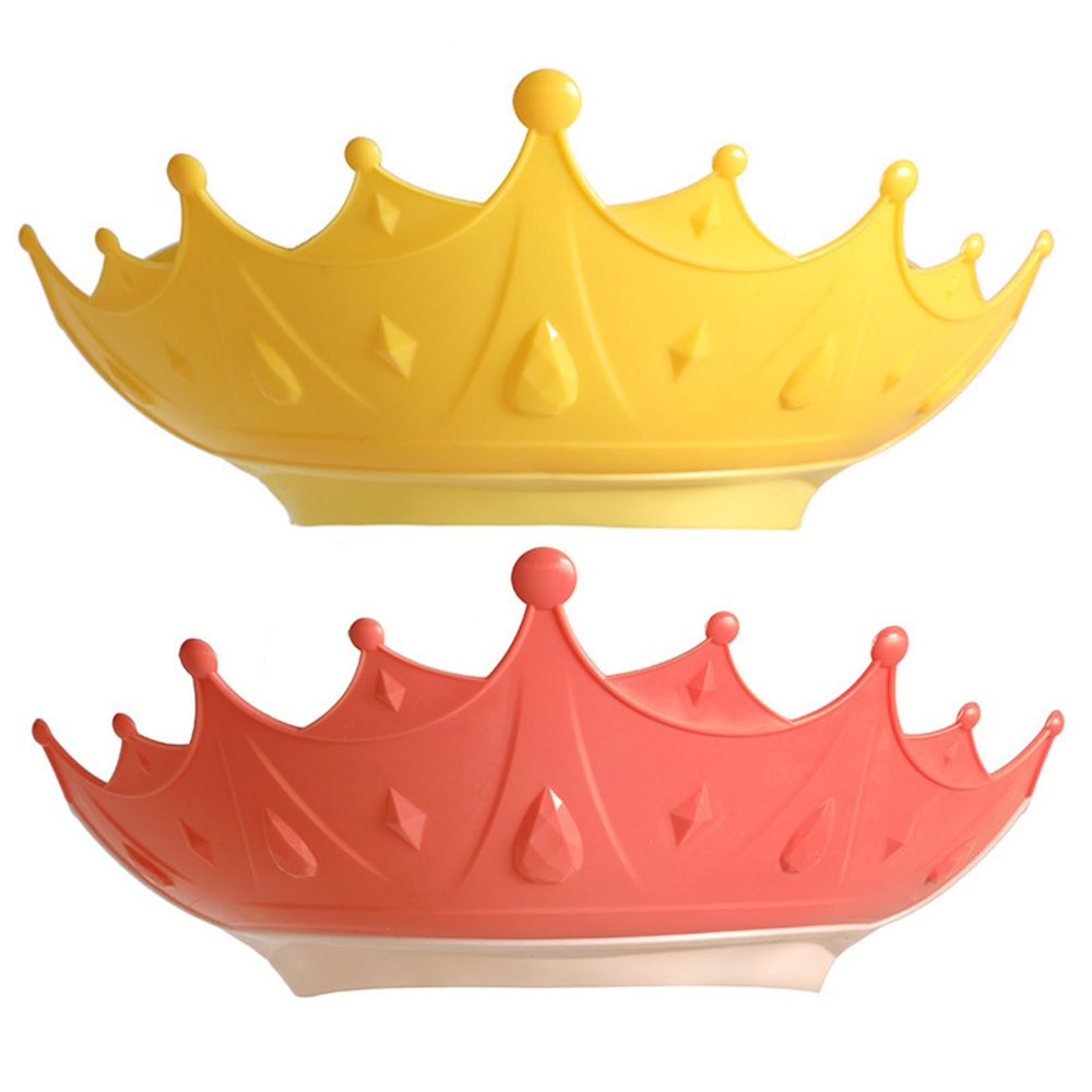 2Pcs Baby Shower Cap, Adjustable & Non-Slip Baby Hair Washing Shield with Drainage, Cute Crown Bathroom Accessories for Boys, Girls
