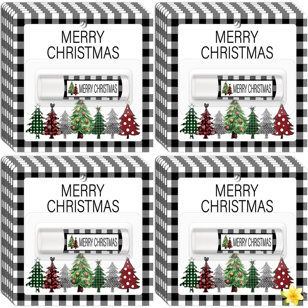 30 Pack Christmas Lip Balm Gift Bulk, Moisturizing Nourishing Lip Balm Appreciation Gift, Xmas Holiday Birthday Party Favors Stocking Stuffers for Women Men Coworker Employee Teacher (Christmas Tree)
