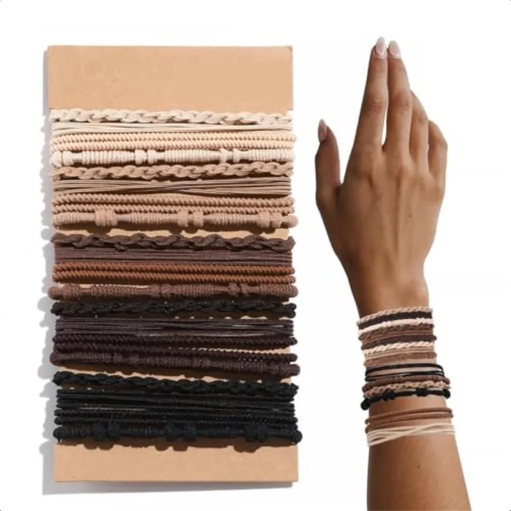 hair ties 48PCS No-Damage Boho Hair Ties - Elastic Bracelet Style, Cute for Thick/Thin Hair