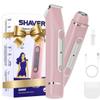 Bikini Trimmer for Women - 2 in 1 Dual Head Electric Razor, Painless Pubic & Body Hair Remover for Face, Legs, Underarms, IPX6 Waterproof, Cordless Rechargeable for Travel, Gift for Her (Pink) view 1
