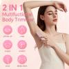 Bikini Trimmer for Women - 2 in 1 Dual Head Electric Razor, Painless Pubic & Body Hair Remover for Face, Legs, Underarms, IPX6 Waterproof, Cordless Rechargeable for Travel, Gift for Her (Pink) view 3