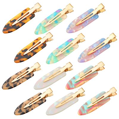 12 Pack Creaseless Hair Clips 2.3'' No Crease Hairclips Colorful Curl Pin Clips No Bend Hair Clip for Women Flat Duckbill Hairclip Alligator Hairs Barrette Makeup Hairclip for Women Girls