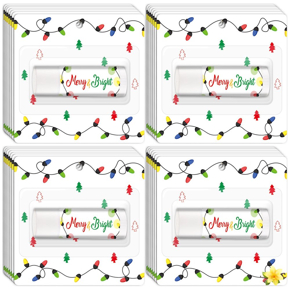 30 Pack Christmas Lip Balm Gift Bulk, Moisturizing Nourishing Lip Balm Appreciation Gift, Merry Xmas Holiday Birthday Party Favor Stocking Stuffers for Women Men Coworker Employee Teacher (Light Bulb)