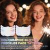 8 Pcs Holographic Multicolor Glitter Freckles Face Tattoo, Glow Up Cosmetic Glitter for Face, Sparkle Makeup Patches, Waterproof Face Speckles for Christmas (8PcsG Holographic Multicolor) view 2