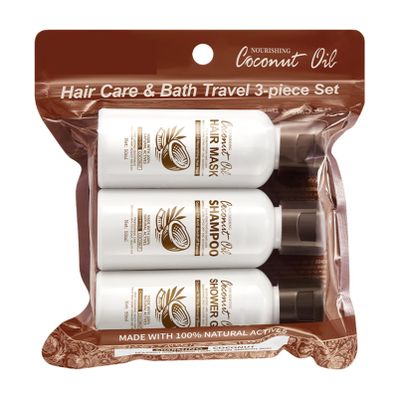 dPois Coconut Milk Toiletries Collection Shampoo Hair Treatment Mask and Body Gel for Nourished Hair and Smooth Skin Women Men Brown One Size