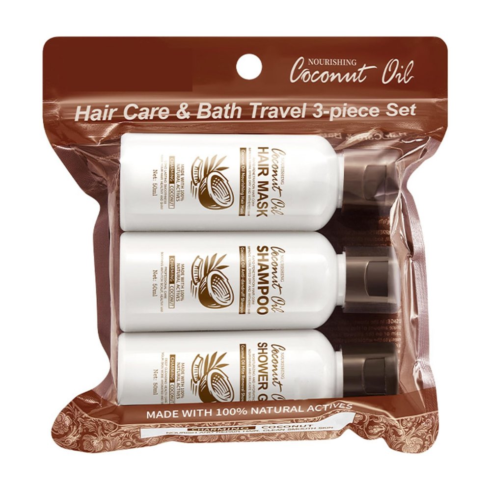 dPois Coconut Milk Toiletries Collection Shampoo Hair Treatment Mask and Body Gel for Nourished Hair and Smooth Skin Women Men Brown One Size