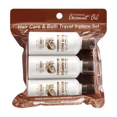 TiaoBug Coconut Toiletries Bundle Shampoo Hair Treatment Mask and Body Cleanser for Daily Hair and Skin Hydration Men Women Brown One Size