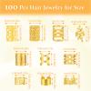 100pcs Gold Hair Cuffs Charms Rings for Braids, Gold Hair Jewelry Accessories Adjustable Loc Jewelry Dreadlocks Braid Clips Decorations for Black Women Men Festival Pirate view 3