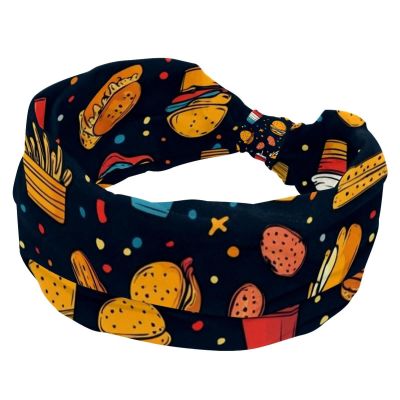 otnrnondcl hot dog pita tea cup pizza fries Headband for Women, Fashionable Sport Hairband, Elastic Wide Headbands Non Slip Workout Yoga Sport