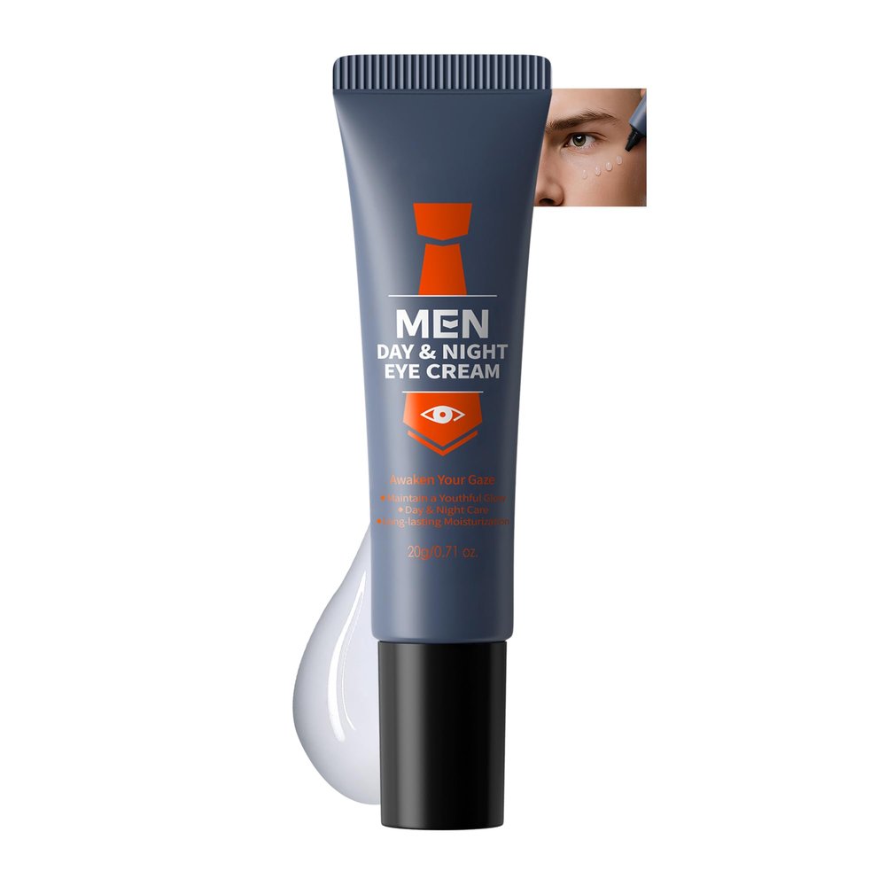 DLZZRS Men Day & Night Eye Cream, Men's Under Eye Cream For Puffy Eyes & Dark Circles Treatment, Firming, Soften Fine Lines, Day & Night Care Long-Lasting Moisturizing Eye Cream for Men, 0.71 Fl. Oz.