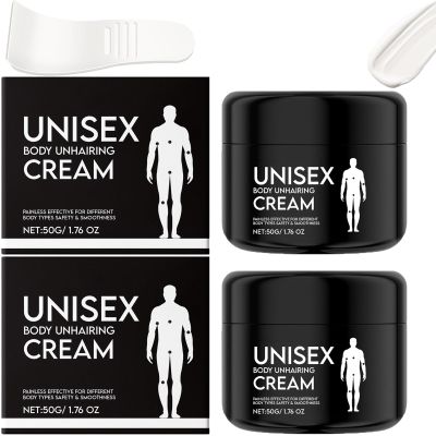 Rosino Unisex Body Unhairing Cream, Painless Hair Removal for Men Women, Flawless Soothing Depilatory Cream Remove Unwanted Hair In Intimate/Private Area, Gentle & Fast Acting (2Pcs)