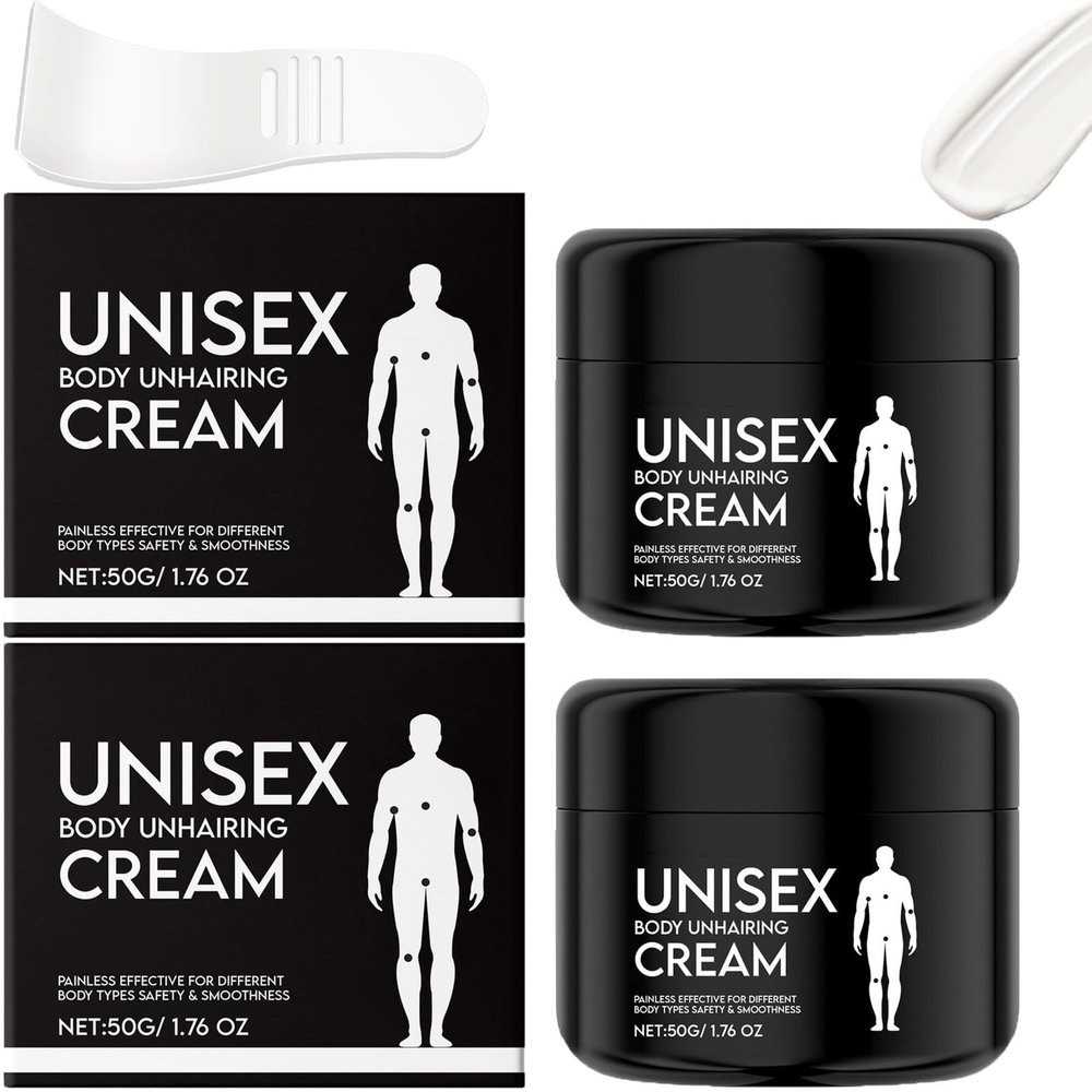 Rosino Unisex Body Unhairing Cream, Painless Hair Removal for Men Women, Flawless Soothing Depilatory Cream Remove Unwanted Hair In Intimate/Private Area, Gentle & Fast Acting (2Pcs)