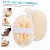PACKOVE 2pcs Dual Sided Loofah Shower Scrubber with Handle Strap for Men and Women Gentle Exfoliating Bath Puff Pad with Soft Fibers for Skin Cleansing and in Beige and Pink view 3