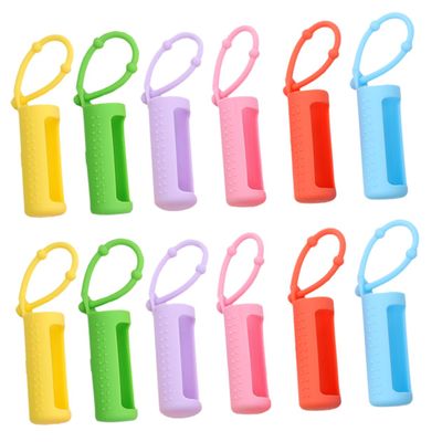 DECHOUS 12Pcs Silicone Roller Bottle Protective Covers Sleeve Drop Resistant Silicone Bottle Holder with Multi Color Design for Essential Oils and Travel Toiletries