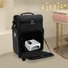 BFDIEEM Makeup Rolling Train Case Large Storage Cosmetic Trolley, Professional Cosmetic Organizer Box with Detachable Wheels 14.17 * 10.24 * 18.9in, Salon Barber Case Traveling Cart Trunk, Black view 3