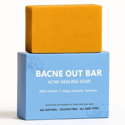 Bacne Out Bar, Acne Healing Soap with Turmeric Vitamin C & Alphaarbutin, Natural Exfoliating Cleanser for Back, Face, Chest, Shoulders (1)