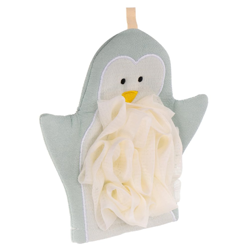 Beaupretty Exfoliating Bath Mitten Glove for Skin Cleaning Dual Sided Cartoon Thickened Blue Bathing Mitts for Adults and Soft Scrubbing Mitt for