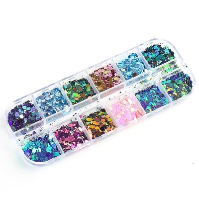 Chameleon Nail Sequins Mermaid Hexagon 3D Glitter Flakes Paillette DIY Laser Spangles for Gel Polish Manicure Tips